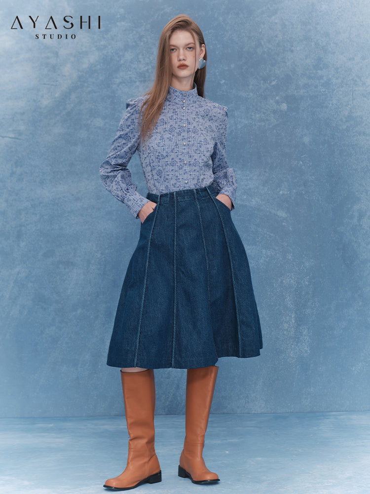 Bule Bonded denim skirt