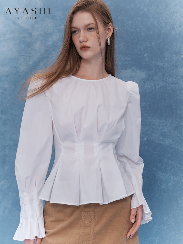 Vintage Style White Royal Sleeve Shirt