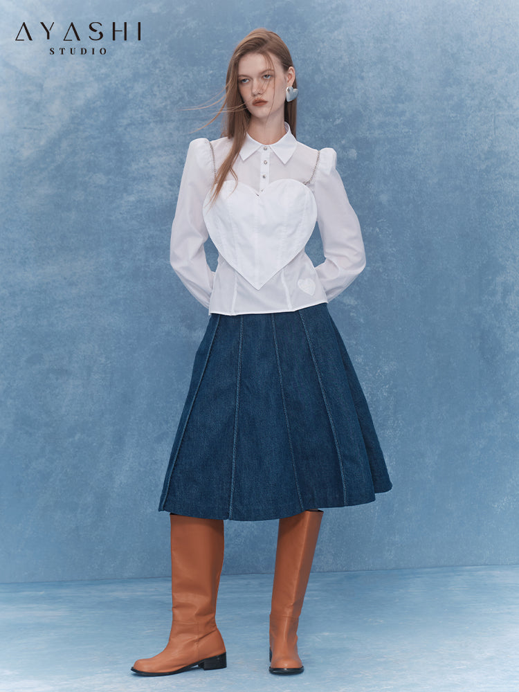 Bule Bonded denim skirt