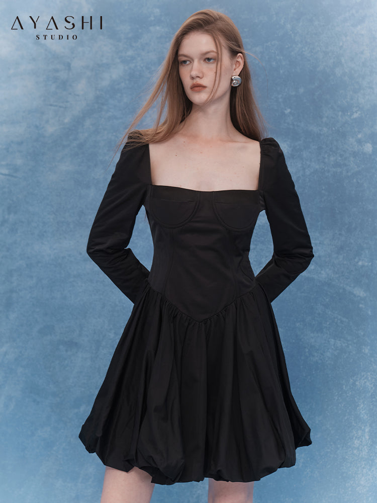 Royal Fishbone Long Sleeve Dress