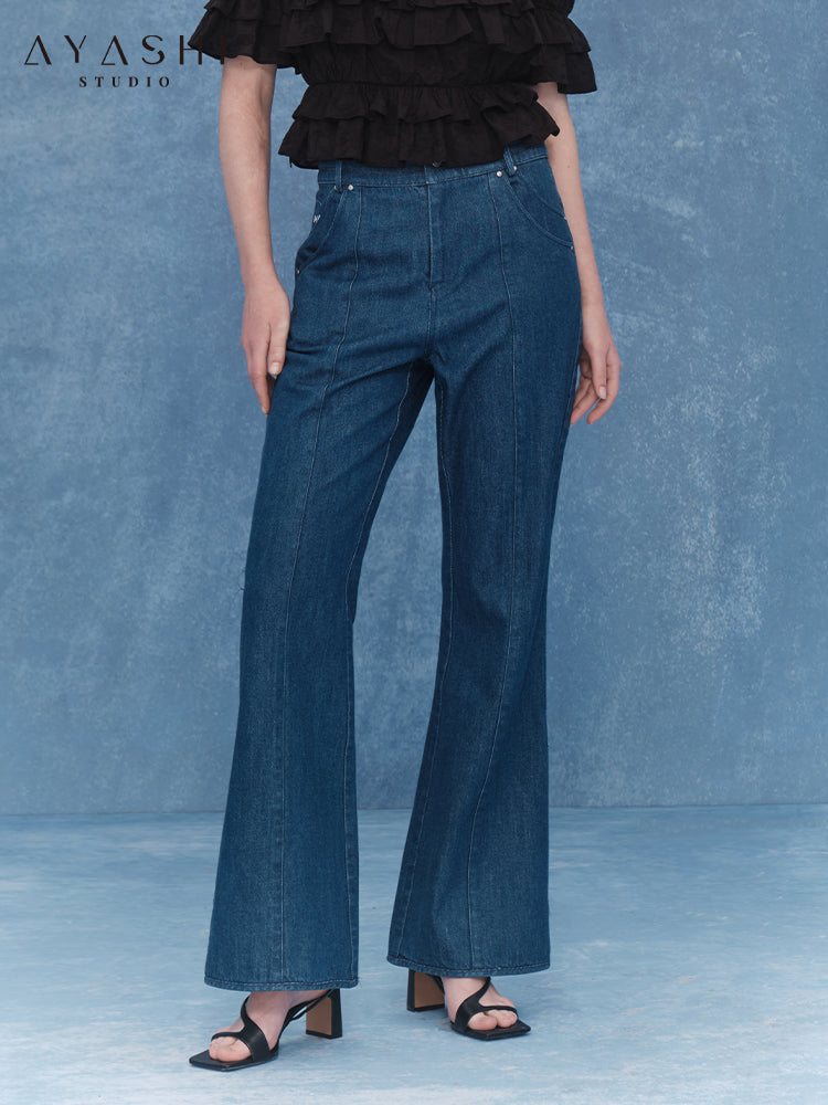 Vintage Style Blue Flared Jeans