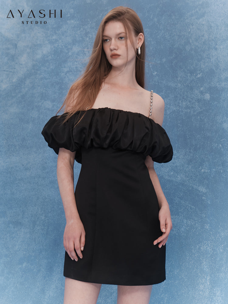 Black Off Shoulder Strap Dress