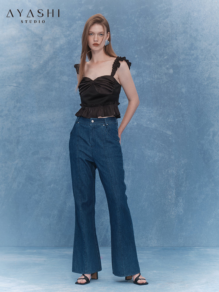 Vintage Style Blue Flared Jeans