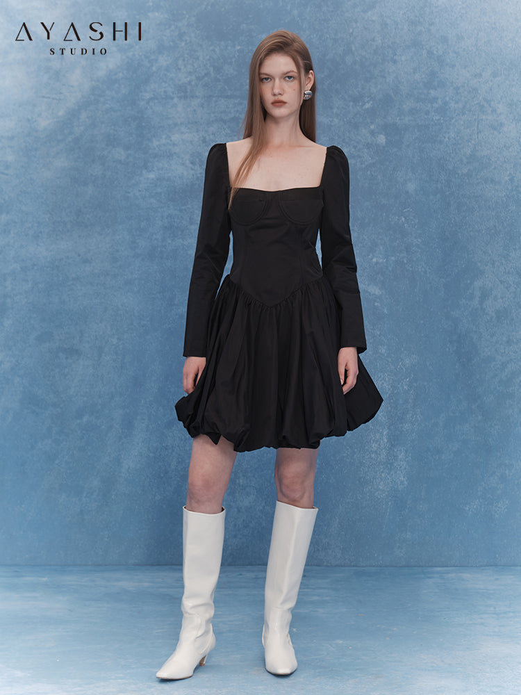 Royal Fishbone Long Sleeve Dress