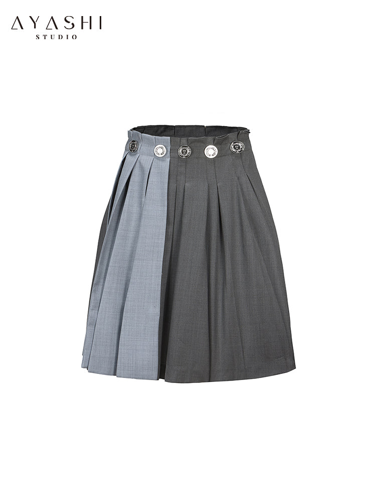 Patch pleated skirt