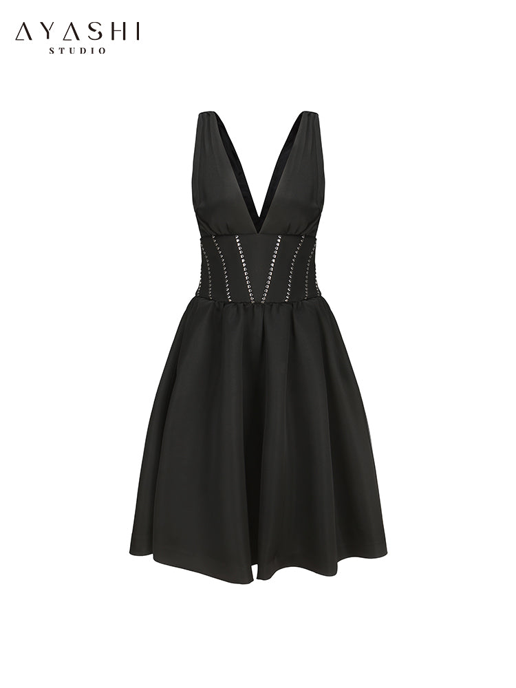 Black Elegant V-Neck Dress