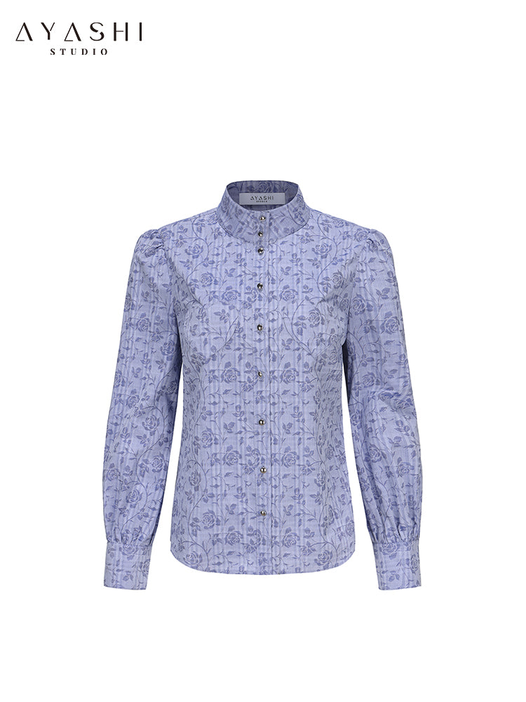 Purple Print Long Sleeve Cotton Shirt