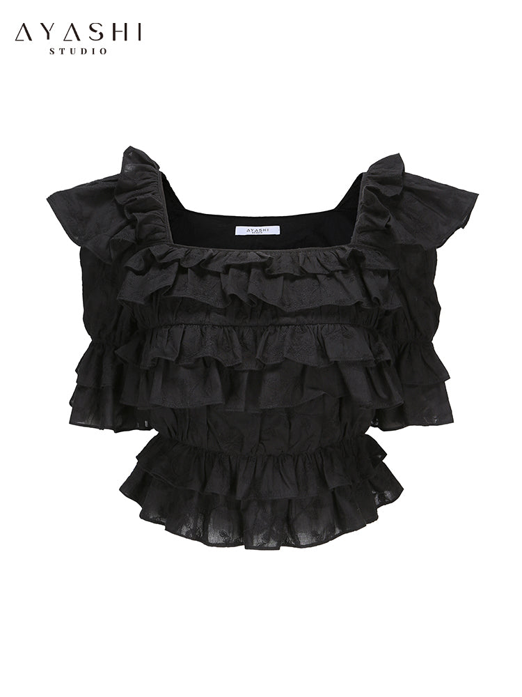 Black Bubble Sleeve Cake Top